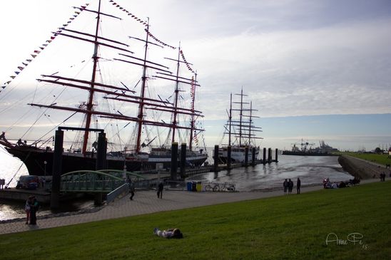 Die Sedov, dahinter die Sea Cloud